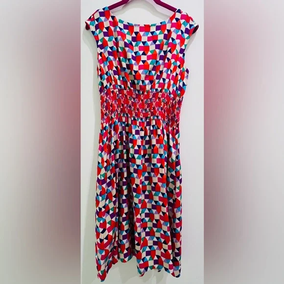 Kate Spade Multicolor Tile Silk Blaire Midi Dress - Picture 2 of 10